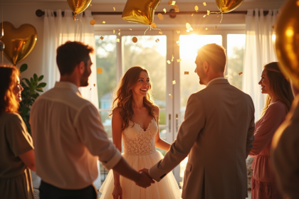 Fête d anniversaire surprise dans un salon lumineux et décoré