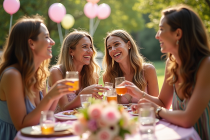 Groupe de jeunes femmes riant lors d'un pique-nique en plein air