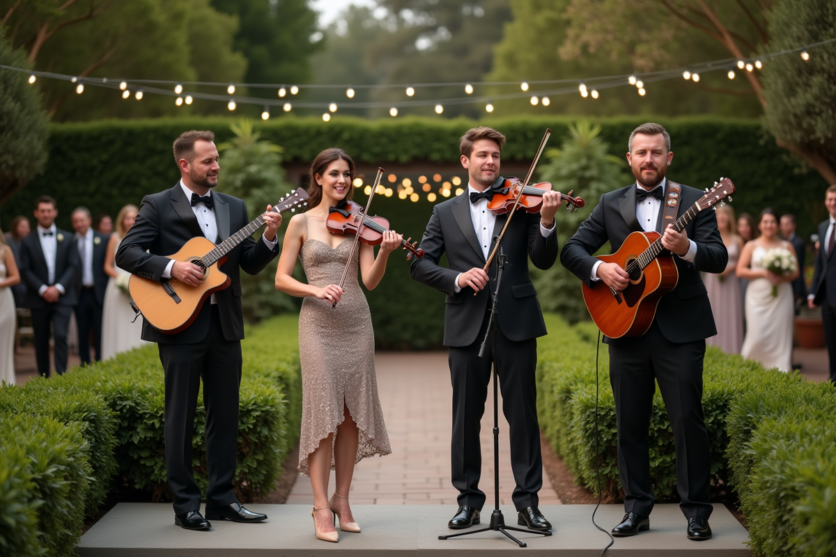 Groupe de musiciens en plein air lors d