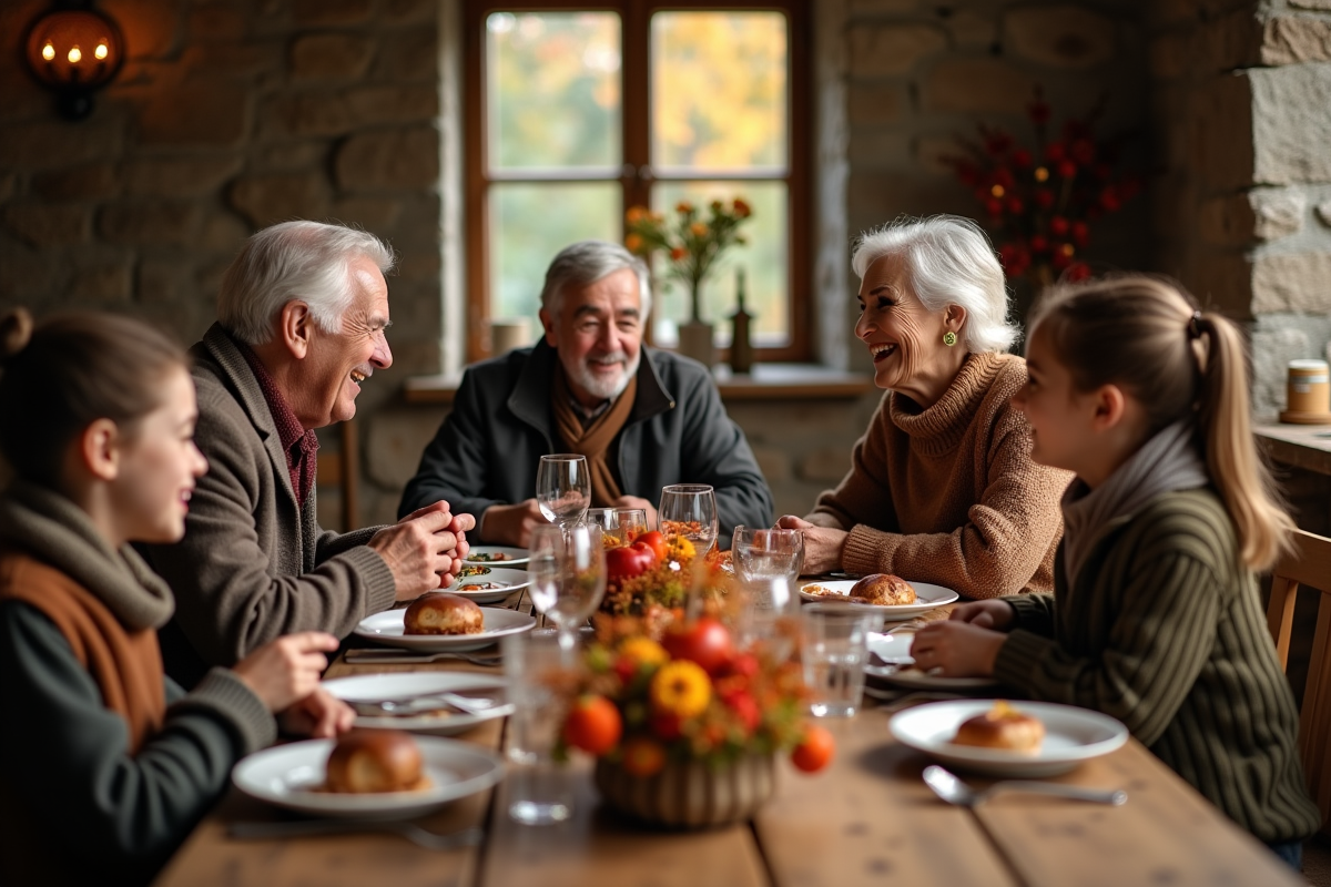 Famille réunie autour d
